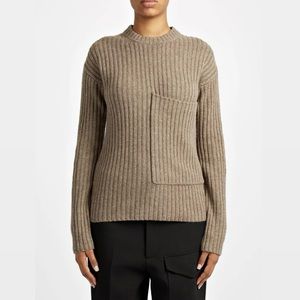 Joseph Military knit wool & yak blend button detail ribbed crewneck sweater. 🤎